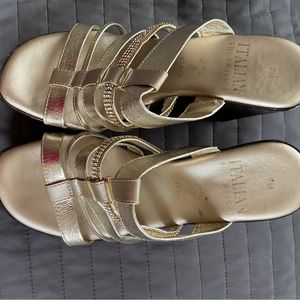 Italian Shoemaker Womens gold wedge sandals size 7.5